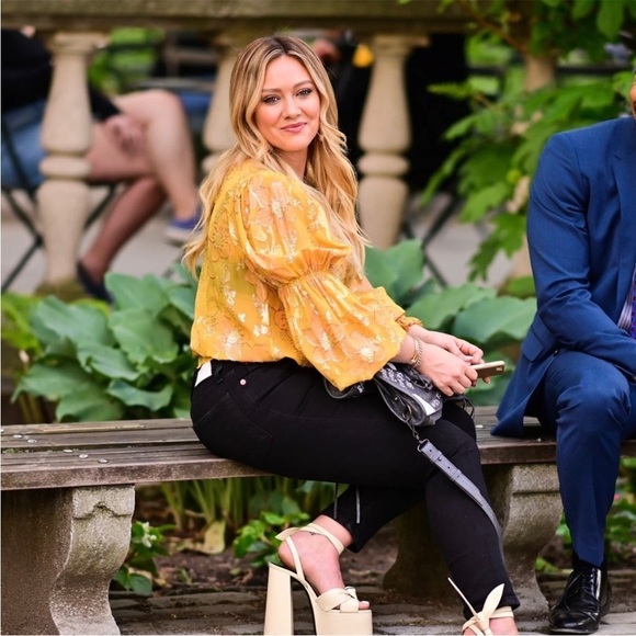 Ulla Johnson Aster Metallic Floral Blouse in Gold Orange Citrine Sz 2 - Picture 5 of 16